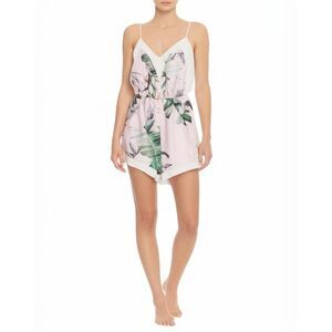 Oh My Love London Womens Romper Sleeveless Blouson Pink Green Floral Print XS